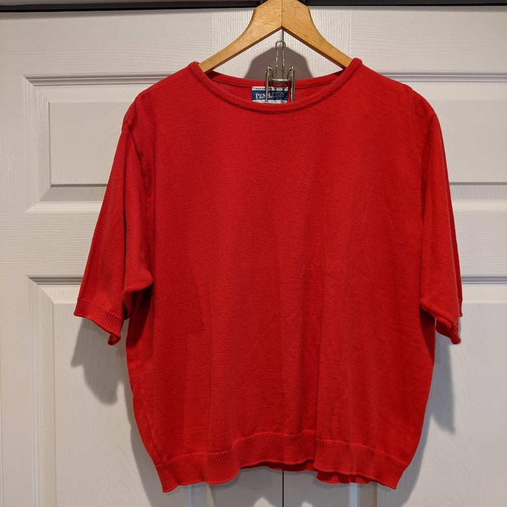 Pendleton vintage red crew neck 1/2 sleeve sweater
